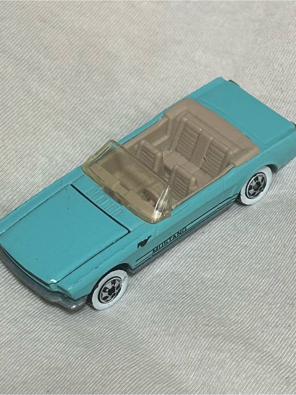 Vintage 1983 Hot Wheels '65 Mustang Convertible Light Blue with Whitewall Tires